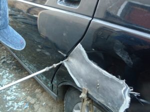 Процесс стержневой вытяжки вмятин
